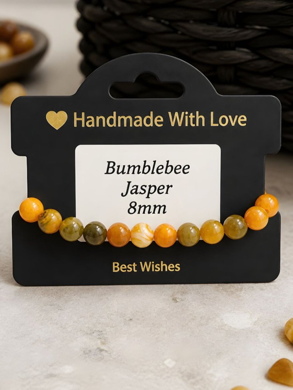 Hand Crafted ✦ Bumblebee Jasper Stretch Bracelet ✦ Protection & Vitality